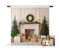 Kate Christmas White Fireplace Backdrop for Photography Chirstmas Trees Home Party Decoration Background Photo Props 10x10ft
