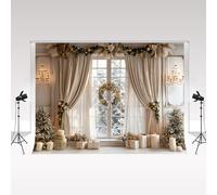 Kate Christmas Window Photography Backdrops 3x3m/10x10ft Christmas Tree Winter White Curtain Decorative Props Kids Adult Portrait Photoshoot Family Xmas Photo Background