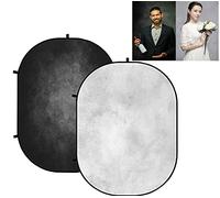 Kate Collapsible Backdrop Pop-Up Backdrop Self Type Backdrops Audition Backdrops for Photography,Headshot,Video,Live Broadcast with Carry Bag,5x6.5ft/1.5x2m(Black/Grey White)
