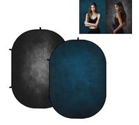 Kate Collapsible Backdrop Pop-Up Backdrop Self Type Backdrops Audition Backdrops for Photography,Headshot,Video,Live Broadcast with Carry Bag,5x6.5ft/1.5x2m(Black/Dark Blue)