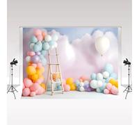 Kate Colorful Balloons Photography Backdrops 3x2m/10x6.5ft White Cloud Decoration Newborn Kids 1st Birthday Portrait Cake Smash Background Photo Studio