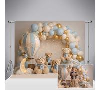 Kate Cute Bear Hot Air Balloon Backdrop 7x5ft/2.2x1.5m Blue Gold Balloon Arch Moon Photo Background for Baby Shower Birthday Newborn Photoshoot Props