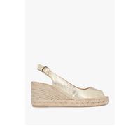 Kate Gold Leather Peep Toe Wedge Espadrilles - Gold Leather / 40