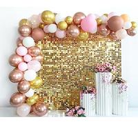 Kate Gold Sequin Decoration for Birthday Party Ambilight Wedding Backdrop Golden Luxurious Dinner Venue Backdround Shimmer Wall Backdrop for Video Shooting Christmas Home Decoration 30cm*30cm*12pcs