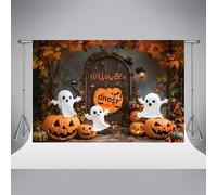 Kate Halloween Cute Ghost Photography Backdrop 10x10ft/3x3m Weird Pumpkin Maple Leaf Spider Web Photo Backgrounds Family Party Parties Decorative Photo Booth Studio