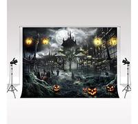 Kate Halloween Decoration Backdrop Props 3 * 3m/10 * 10ft Horror Themed Shop Window Decoration Graveyard Pumpkin Abandoned Castle Photo Booth Bar Club Halloween Night Party Scene Backdrop