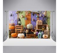 Kate Halloween Photography Backdrops 10x10ft/3x3m Pumpkin Spider Colorful Wooden Wall Portrait Photo Background Studio