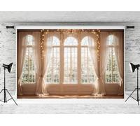 Kate Interior White Curtain Photography Backdrop 3x3m/10x10ft Arched Window Modern Crystal Chandelier Background Decorative Props Kids Portrait Photocall Background