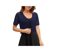 Kate Kasin 2026 Women's Summer Cardigan Comfortable Open-Front Knit Jacket Casual Short Outfit Navy Blue S