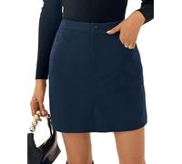 Kate Kasin Women's Corduroy Mini Skirt High Waist Slim Fit Wrap Skirt Autumn & Winter Corduroy Skirt Short Skirt Made of Corduroy, navy, L