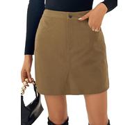 Kate Kasin Women's Corduroy Mini Skirt High Waist Slim Fit Wrap Skirt Autumn & Winter Corduroy Skirt Short Skirt Made of Corduroy, dark brown, XXL