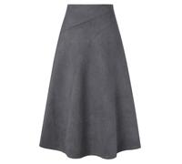 Kate Kasin Women's Elegant Faux Suede Skirt A-Line Midi High Waisted Skirts | Winter skirt, A line flared cut, Faux suede look, Imitation leather, Elegant, Retro, Invisible back zip
