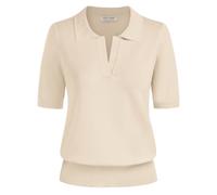 Kate Kasin Women's Jumper Short Sleeve Summer Polo Sweater Elegant Basic Knit Tops Beige XL