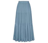 Kate Kasin Women's Pleated A-line Maxi Skirts Chiffon Layered Flowy Elastic Waist Skirt Spring Summer Casual Outfit Light Blue S
