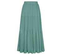 Kate Kasin Women's Pleated A-line Maxi Skirts Chiffon Layered Flowy Elastic Waist Skirt Spring Summer Casual Outfit Gray Green XL
