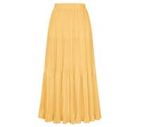 Kate Kasin Women's Pleated A-line Maxi Skirts Chiffon Layered Flowy Elastic Waist Skirt Spring Summer Casual Outfit Bright Yellow M