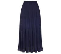 Kate Kasin Women's Pleated A-line Maxi Skirts Chiffon Layered Flowy Elastic Waist Skirt Spring Summer Casual Outfit Navy Blue M