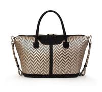 Kate Lee, Julya black gold striped leather handbag Woman, large, gold, grand