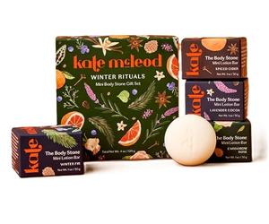 Kate McLeod Winter Rituals Mini Body Stone Gift Set ( Lavender Cocoa, Cardamom Rose, Spiced Cider, and Winter Fir)