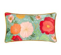 Kate Merritt Duck Egg Floral Feather Filled Cushion, Multicolour, Square