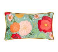 Kate Merritt Duck Egg Floral Piped Feather Rich Cushion