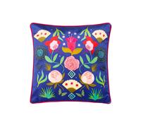 Kate Merritt Fiesta Folk Piped Velvet Polyester Filled Cushion | Size: 30 cm x 50 cm Kate Merritt Multicolor 30 cm x 50 cm