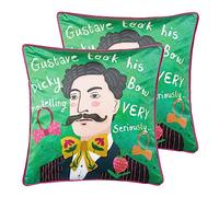 Kate Merritt Gustave Illustrated Polyester Filled Cushion - Twin Pack,Multicolour,43 x 43cm