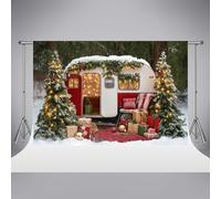 Kate Merry Christmas Winter Snowy Photography Background 6.5x6.5ft/2x2m Outdoor Forest Camper Xmas Tree Gift Backdrop New Year Party Decoration Portrait Backdrops Photo Studio Props