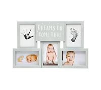 Kate & Milo Deluxe Collage Frame, Dreams Do Come True Gender-Neutral Nursery Wall Décor, Babyprint Keepsake, Gray