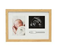 Kate & Milo Bracelet ID Photo and Sonogram Frame, Pregnancy Keepsake Frame, Classic Wooden Baby Frame