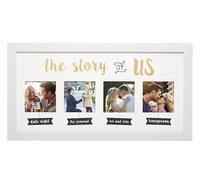 Kate & Milo The Story of Us Collage Picture Frame, Romantic Wedding & Engagement Gift, Bridal Shower Keepsake, Love Story Wall Frame with 4x4 Inserts, White