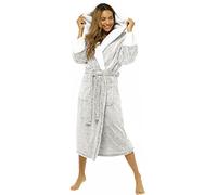 KATE MORGAN Ladies Dressing Gown Fluffy Super Soft Hooded Bathrobe for Women Plush Fleece Perfect Loungewear Long Robe | Gifts for Women (16-18)