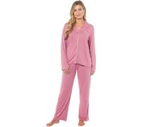 KATE MORGAN Ladies lightweight cosy pyjamas | Womens loungewear sets pjs for her (UK, Alpha, L, Regular, Regular, Pink)