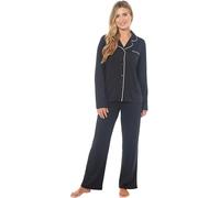 KATE MORGAN Ladies lightweight cosy pyjamas | Womens loungewear sets pjs for women (UK, Alpha, L, Regular, Regular, Black)