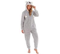 KATE MORGAN Ladies Soft & Cosy Hooded Onesie (Small/Medium, Grey Koala)