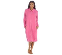 KATE MORGAN Ladies Soft Fleece Zip Dressing Gown 2 Pockets, UK Sizes 10-28, Perfect Loungewear Womens Zipped Robe 10-12 Pink Collar