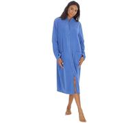 KATE MORGAN Ladies Soft Fleece Zip Dressing Gown 2 Pockets, UK Sizes 10-28, Perfect Loungewear Womens Zipped Robe 14-16 Blue (No Collar)