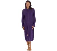 KATE MORGAN Ladies Soft Fleece Zip Dressing Gown 2 Pockets, UK Sizes 10-28, Perfect Loungewear Womens Zipped Robe 22-24 Purple (No Collar)