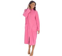 KATE MORGAN Ladies Soft Fleece Zip Dressing Gown 2 Pockets, UK Sizes 10-28, Perfect Loungewear Womens Zipped Robe 26-28 Pink (No Collar)