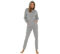 KATE MORGAN Womens Pyjamas Hooded Pyjamas for Women Sets Pjs S-XL | Jersey Hoodie and Joggers Set Soft Hooded Twosie Pyjama Set for Ladies Gifts for Her (Large, Grey)