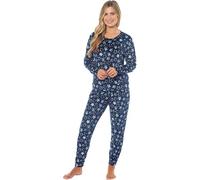 KATE MORGAN Womens Pyjamas Warm Fleece PJ for Women Sets Pjs S-XL | Soft Twosie Pyjama Set for Ladies Gifts for Her L Navy Star