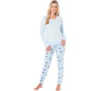 KATE MORGAN Women's Pyjamas Warm Fleece Pyjama Set for Ladies | Soft Twosie Pjs | Blue Flake | Size L