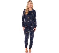 KATE MORGAN Womens Pyjamas Warm Fleece Pyjamas for Women Sets Pjs S-XL | Soft Twosie Pyjama Set for Ladies Gifts for Her NAVY STAR M