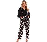 KATE MORGAN Womens Pyjamas Warm Fleece Pyjamas for Women Sets Pjs with Pockets S-XL | Soft Twosie Pyjama Set for Ladies Gifts for Her (XL Black Hooded)