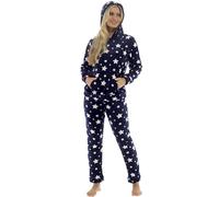 KATE MORGAN Womens Pyjamas Warm Fleece Pyjamas for Women Sets Pjs with Pockets S-XL | Soft Twosie Pyjama Set for Ladies Gifts for Her XL Navy Star Hooded