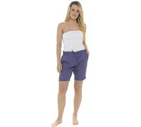 KATE MORGAN Womens Shorts Ladies Linen Cool Shorts, Perfect for Holidays - Ladies Shorts Cool for The Summer Garden Beach Golf Walking Work from Home Casual Capri Pants for Women UK Blue 14