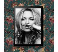 Kate Moss Black And White Model Wall Art Poster Print Various sizes framed unframed (A4 Framed - Black Frame)
