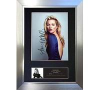 KATE MOSS Signed Autograph Mounted Photo Reproduction PRINT A4 Rare Perfect Birthday (297 x 210mm) #517 (Silver Frame)