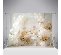 Kate Mothers Day Backdrop 7x5ft/2.2x1.5m Floral White Balloon Arch Photo Background for Wedding Anniversary Birthday Pregnant Woman Party Photo Studio Props