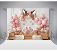 Kate Pet Photography Backdrop 2.2x1.5m/7x5ft Cake Smash Birthday Backdrops Cute Pink Paws Balloon Photography Background for Pets Theme Children Party Decorations Supplies